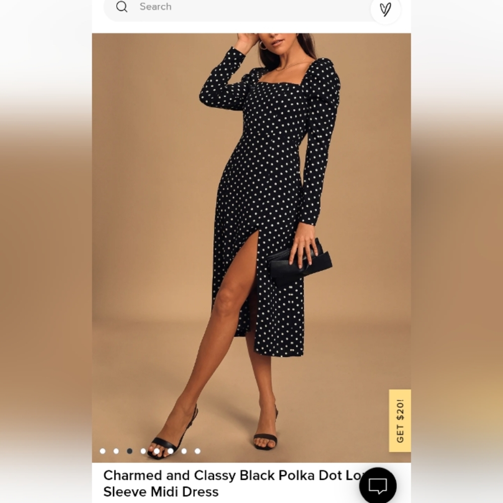 Charmed and Classy Black Polka Dot Long Sleeve Midi Dress